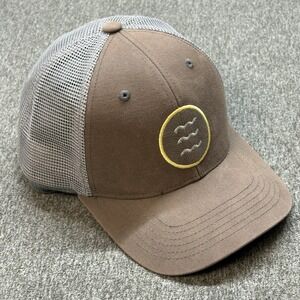 Free Fly Apparel Wave Trucker Hat Brown White Round Logo Mesh Back Snapback